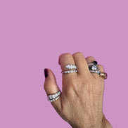 Anello WHITE SNAKE in Argento 925 rodiato con zirconi