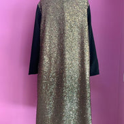 LUCE - Spolverino in Foulé 100% lana nero e retro in paillettes caramello