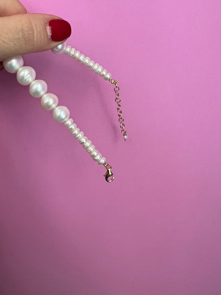 Collana Effimera - Argento 925 oro giallo con perle