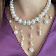 Collana Effimera - Argento 925 oro giallo con perle