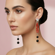 MEDITERRANEA Orecchini Couture - corallo rosso e onice