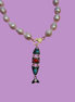 Collana OCEANO - PERLE coltivate barocche - chiusura gioiello argento 925 - cm 40- con charm pesce