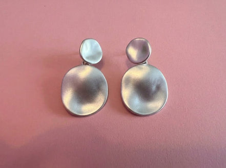 Orecchini  -DISCO con pendente  -Satinati - Placcato rodio