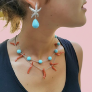 Collezione Oceano  - Collana argento 925 con  7 sfere turchese