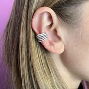 Earcuff rodio con 5 file di zirconi