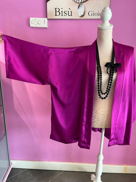 ARIA giacca morbida -Cardigan in seta 100% color ciclamino