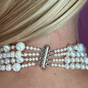 Collier argento 925 con 4 giri perle coltivate barocche