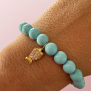 Bracciale Bisette - JAIPUR  OCEANO   turchese  con charm pesciolino dorato