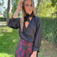 Gonna Fonda Isabel Allende in broccato rosso e nero