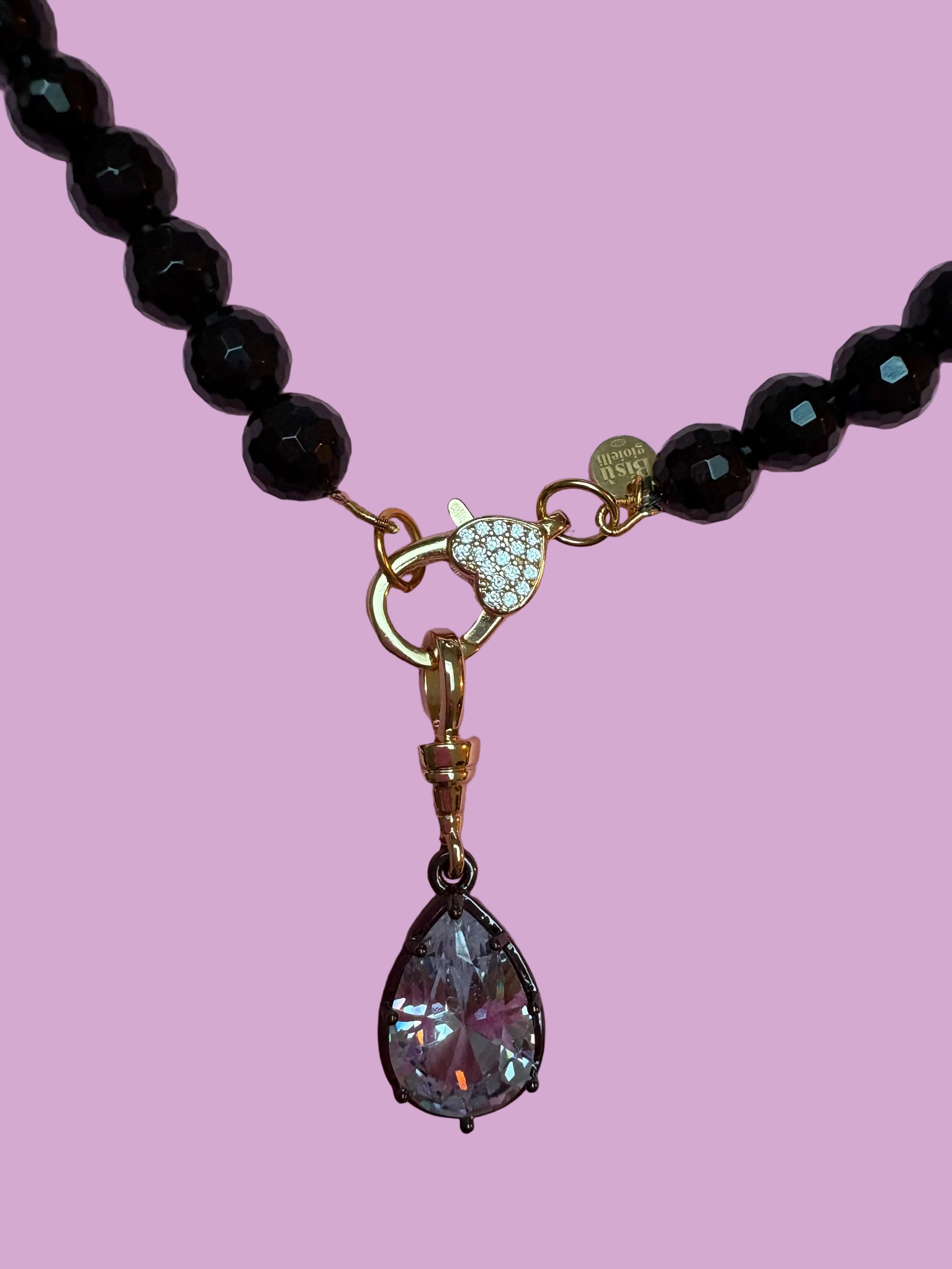 Collana LUCE - ONICE  mm10 - chiusura gioiello-  cm 50 - charm Luce
