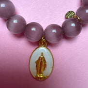 Bracciale Bisette -TALISMANI  occhi di gatto mauve  con charm Miracolosa