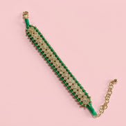 Bracciale MANTRA 4 - Macrame’ con zirconi e ottone placcato oro giallo