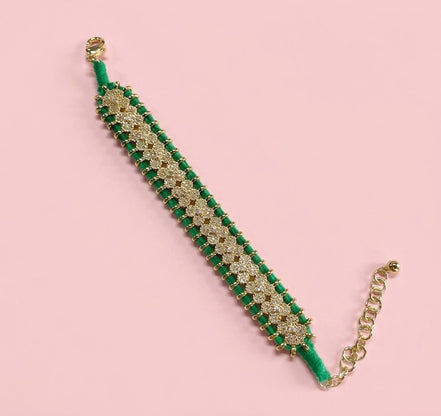 Bracciale MANTRA 4 - Macrame’ con zirconi e ottone placcato oro giallo