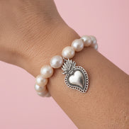 Bracciale Bisette -TALISMANI  perle  con charm Cuore Sacro