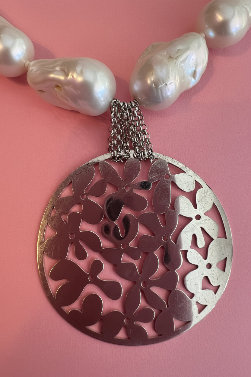 Collana con Perle Barocche Coltivate e pendeArgento 925