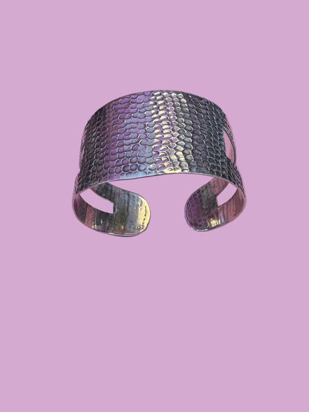 Bracciale Bangle "Croco" in Argento 925 Martellato (Vintage inizio Anni '2000)