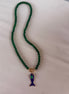 Collana OCEANO- AGATA VERDE mm 8 - chiusura gioiello argento 925 - cm 60 - pesce smalto blu