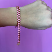Bracciale Grumette argento 925 rosé smaltata rosa