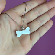 Collana Pet Addiction - argento 925 rodio con charm osso