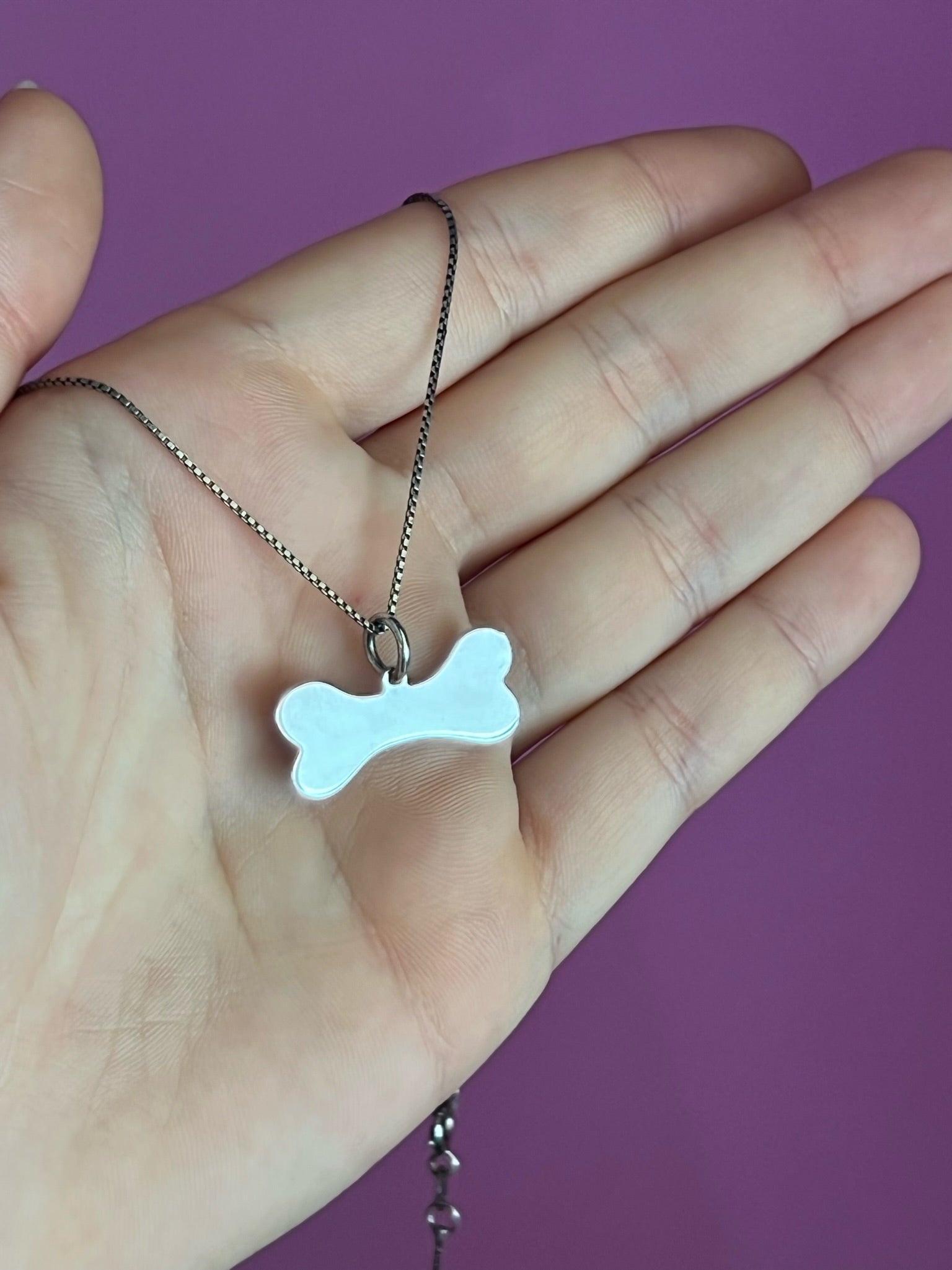 Collana Pet Addiction - argento 925 rodio con charm osso