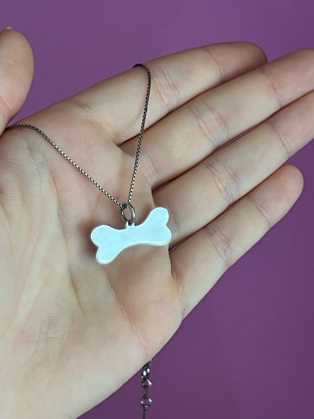 Collana Pet Addiction - argento 925 rodio con charm osso