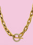 Collana Catena Gold con chiusura a T e zirconi - acciaio