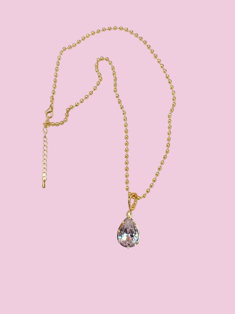 Collana Sfere e Luce - acciaio gold con pendente zircone rimovibile