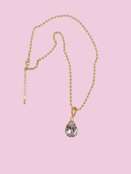 Collana Sfere e Luce - acciaio gold con pendente zircone rimovibile