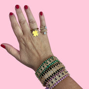 Bracciale MANTRA - Macrame’ con zirconi e ottone placcato oro giallo