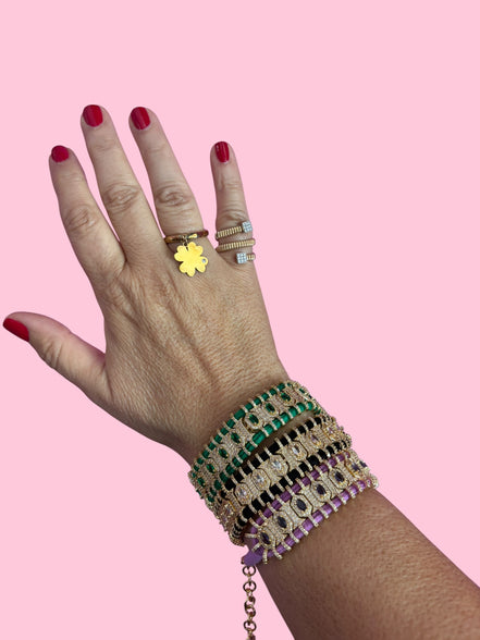 Bracciale MANTRA - Macrame’ con zirconi e ottone placcato oro giallo