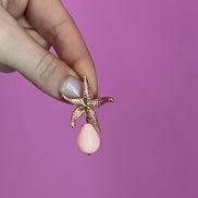 Orecchini corallo rosa argento 925 oro rosa goccia con stella marina