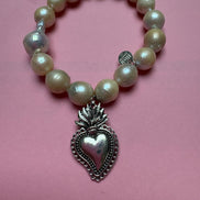Bracciale Bisette -TALISMANI  perle  con charm Cuore Sacro