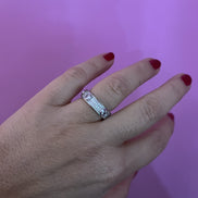 Anello Fede  con pave’ zirconi in argento925 rodio
