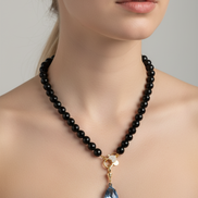 Collana LUCE - ONICE  mm10 - chiusura gioiello-  cm 50 - charm Luce