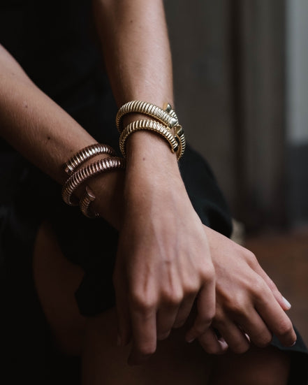 Bracciale TUBOGAS triplo argento 925 placcatura naturale