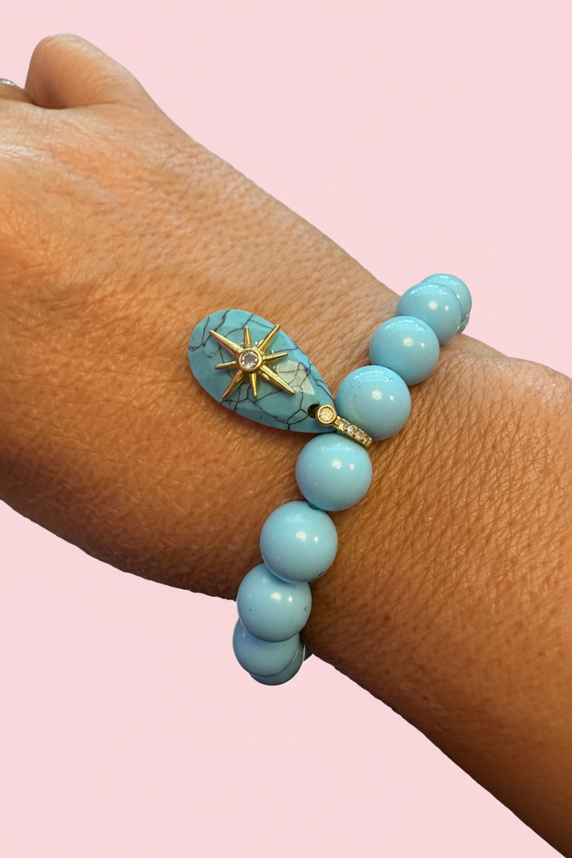 Bracciale Bisette - JAIPUR  OCEANO   turchese con charm turchese stella