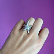 Anello stella marina - argento 925 con zirconi misura 13