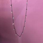 Collana  argento 925 rodio nero con gocce di zirconi