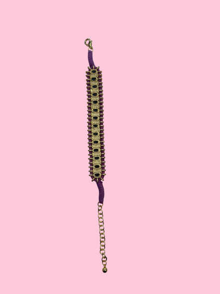 Bracciale MANTRA - Macrame’ con zirconi e ottone placcato oro giallo