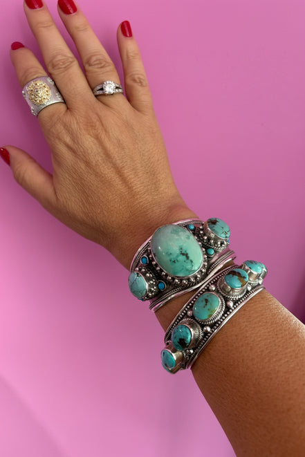 Bracciale collezione ETNICA -   Bangle Argento 925 con 10 turchesi