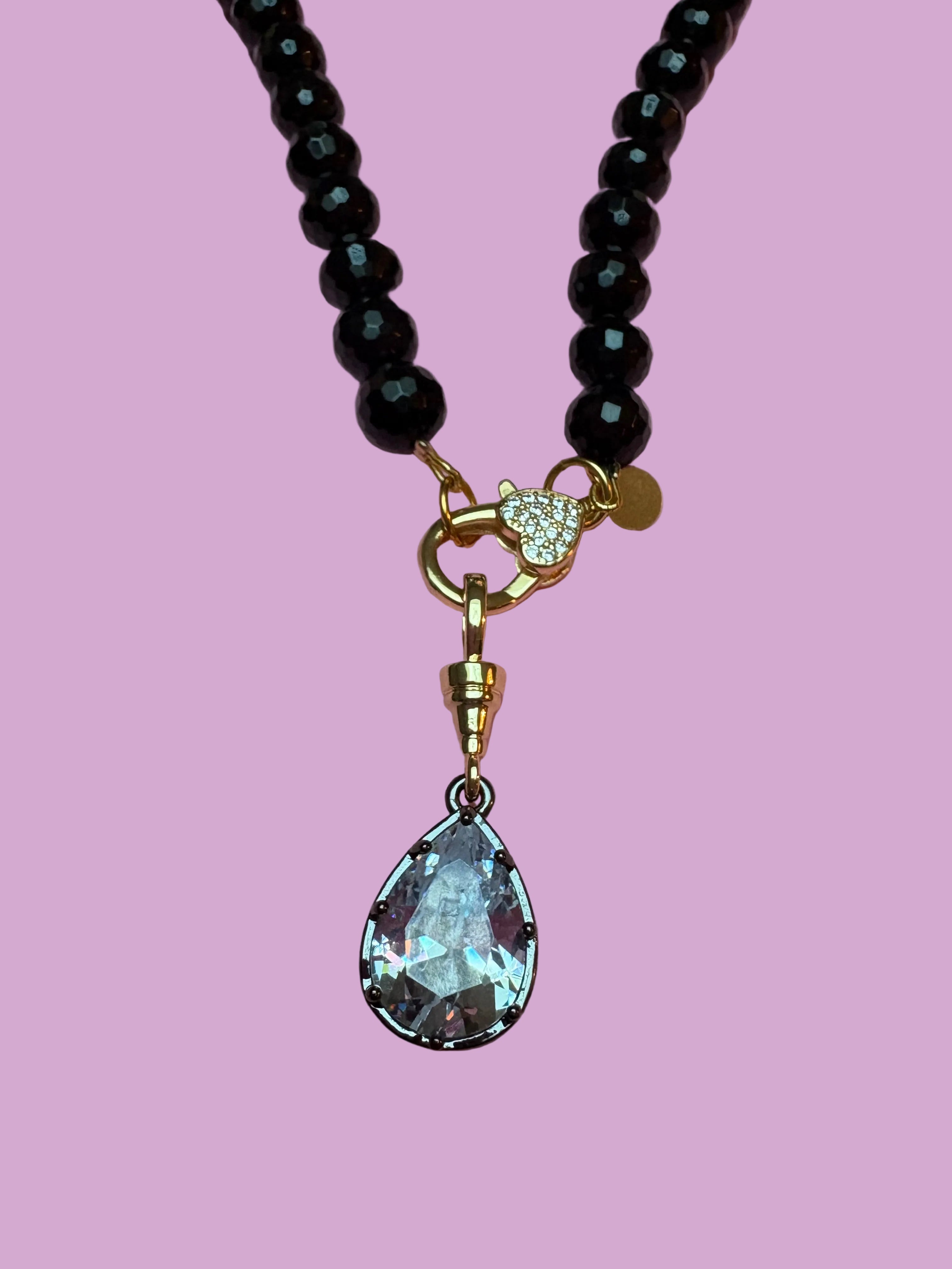 Collana LUCE - ONICE  mm10 - chiusura gioiello-  cm 50 - charm Luce