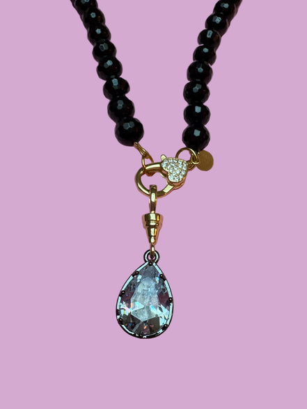 Collana LUCE - ONICE  mm10 - chiusura gioiello-  cm 50 - charm Luce