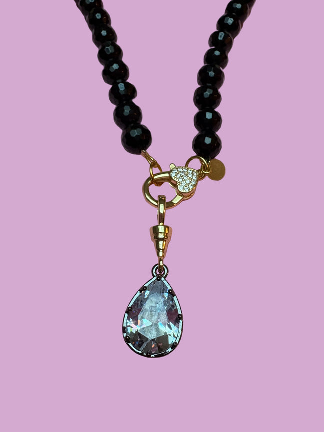 Collana LUCE - ONICE  mm10 - chiusura gioiello-  cm 50 - charm Luce