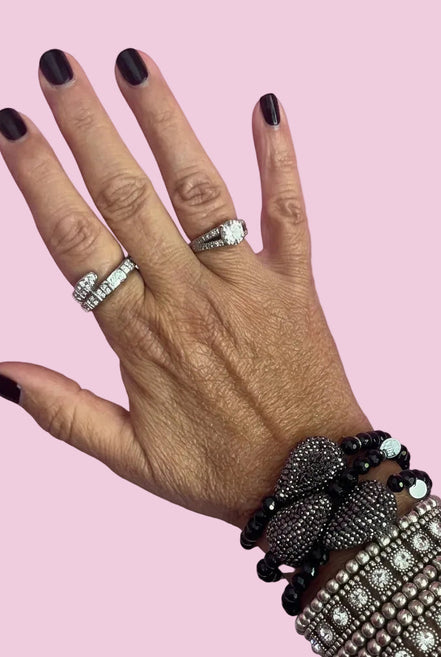 Bracciale Bisette - Onice sfere con goccia marcasite