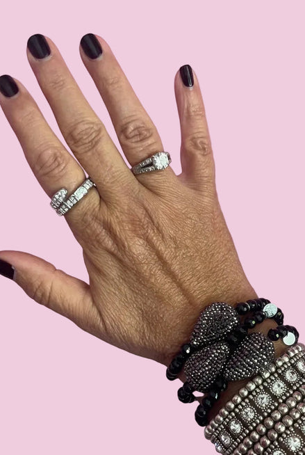 Bracciale Bisette - Onice sfere con goccia marcasite