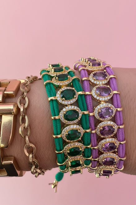 Bracciale MANTRA - Macrame’ con zirconi e ottone placcato oro giallo