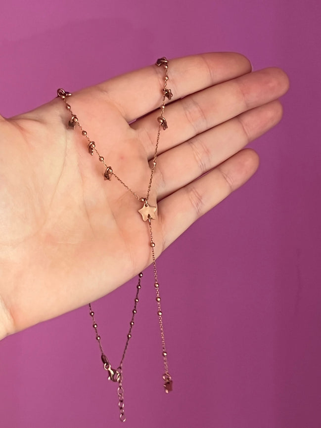 Collana a Y argento 925 rosé con stelline