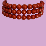 INCANTEVOLE -  3 giri   Chocker flessibile corallo rosso con argento 925
