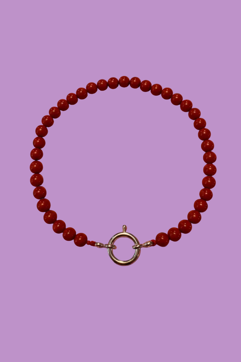 Collana Gioiello per Cane in Corallo Rosso e Rodio
