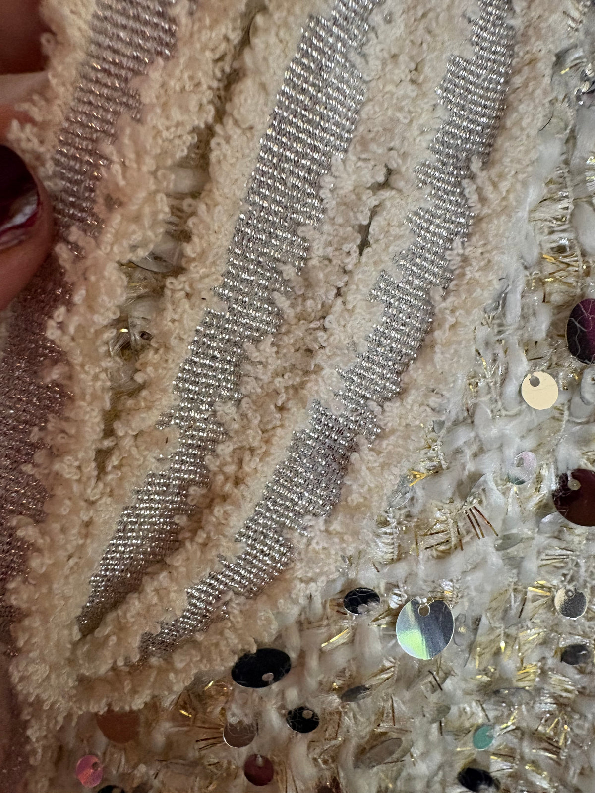 Sparkling bomber -bomber in tweed con paillettes e  Passamaneria